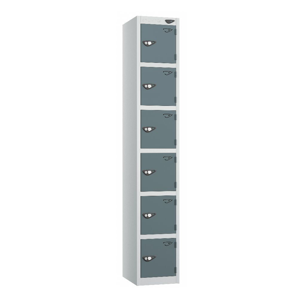 Prime 6-Door Steel Locker Pearl Silver Slate Grey