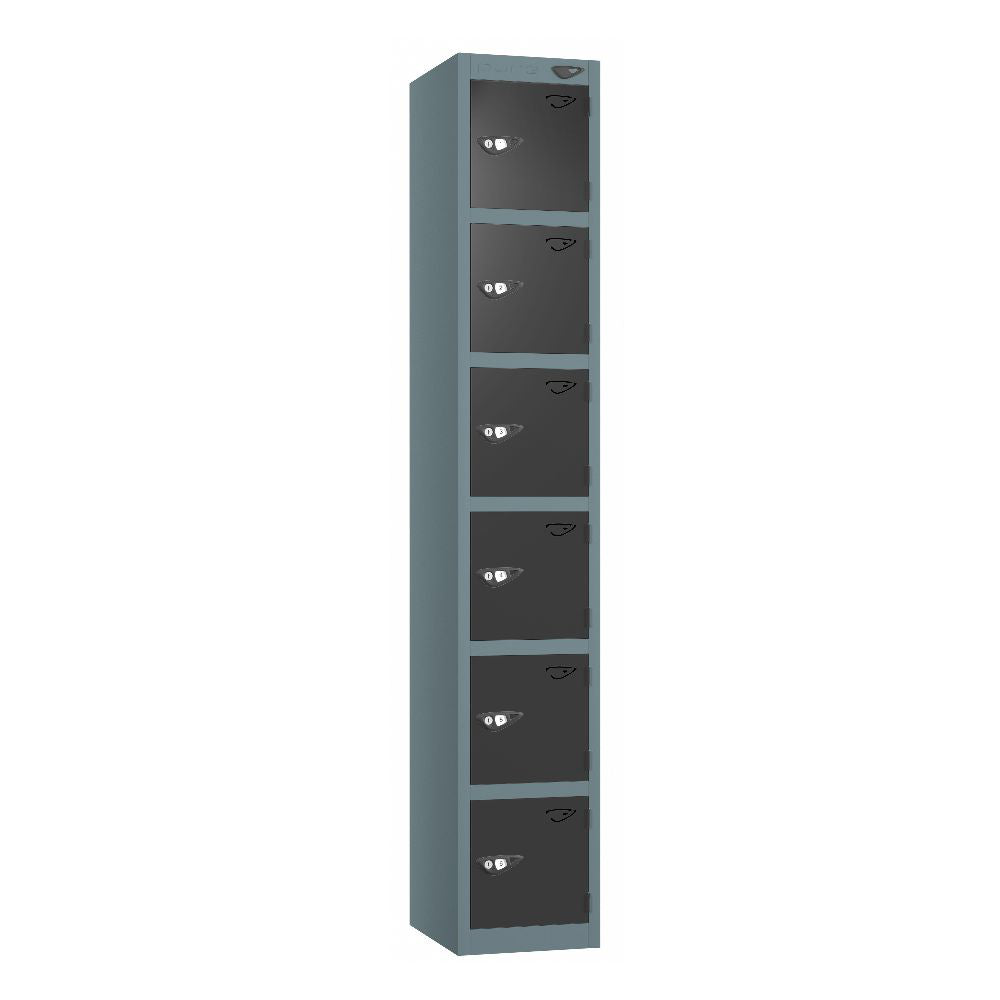 Prime 6-Door Steel Locker Slate Grey Black
