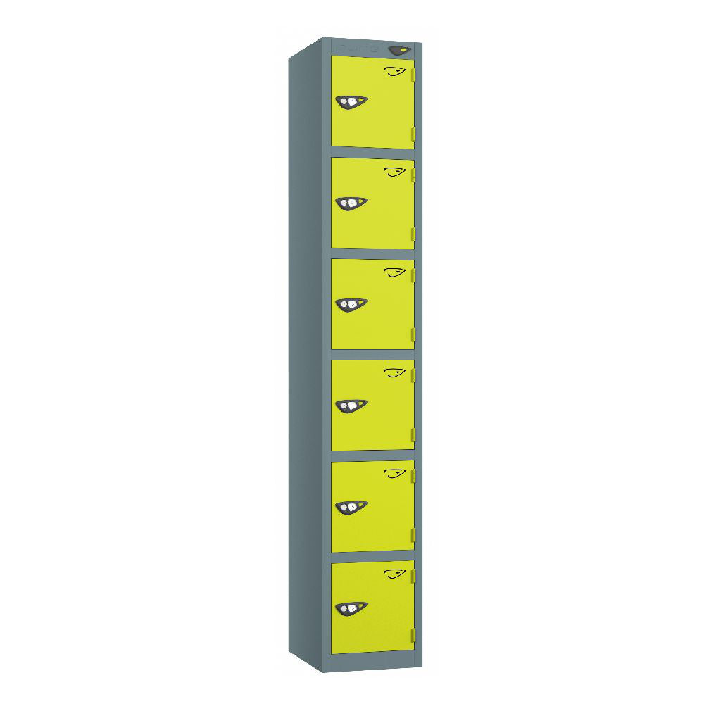 Prime 6-Door Steel Locker Slate Grey Lime Light