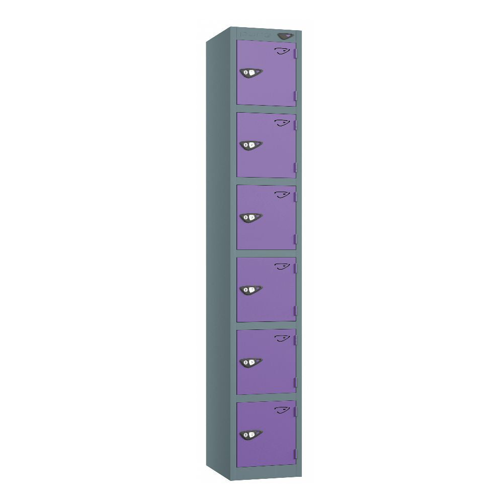 Prime 6-Door Steel Locker Slate Grey Orchid Violet