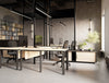Profil Executive Desk with Credenza Unit and Contour Ergonomic Chair and Decora Modular Zoning System and Ionic Storage in Modern Office Setting