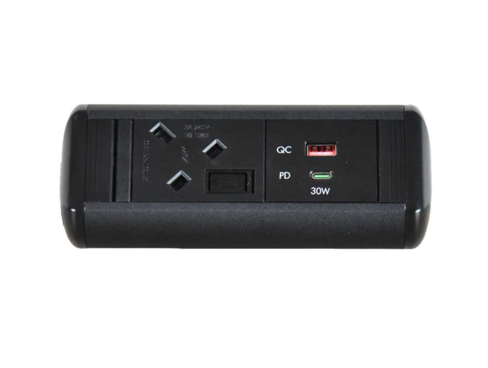 Protea 1 No UK Socket On Desk Power Module Black
