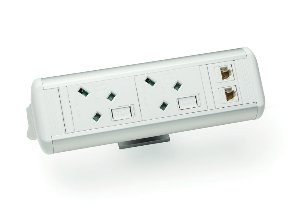 Protea 2 No UK Socket On Desk Power Module White