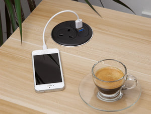 Punto In Desk Power Module With 1X Power And 2X Usb Charge Black 14 In Wood Top Table With Cell