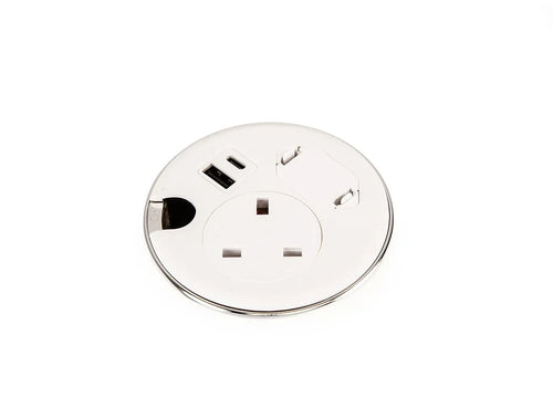 Punto Plus In Desk Power Module with 1x Socket and 2x USB Type A C Black