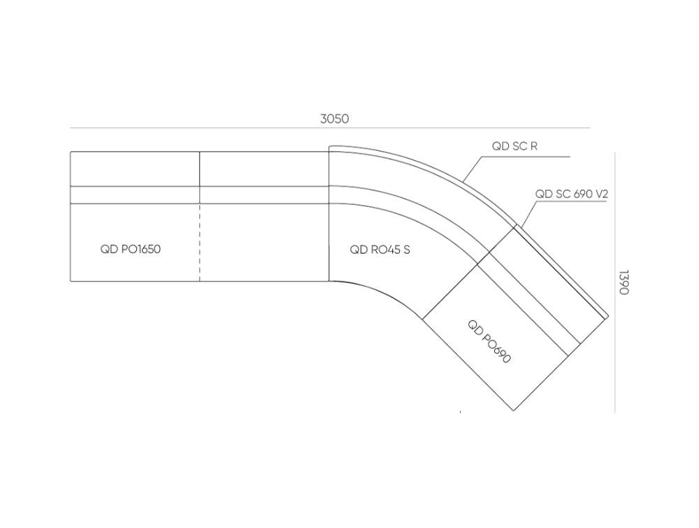 Quadra Acoustic Soft Armless Sofa Dimensions