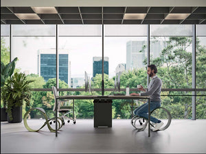 Quadrifoglio Moon Copernican Chair In Green Finish With Wooden Top Table And 2 Toned Armchair In Breakout Setting