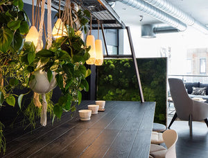 Relic Cloud Outdoor Themed Meeting Room Table With Green Wall Detailed View