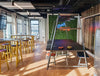 Relic Cloud Outdoor Themed Meeting Room Table With White Frame And Natural Table Finish In Canteen Area