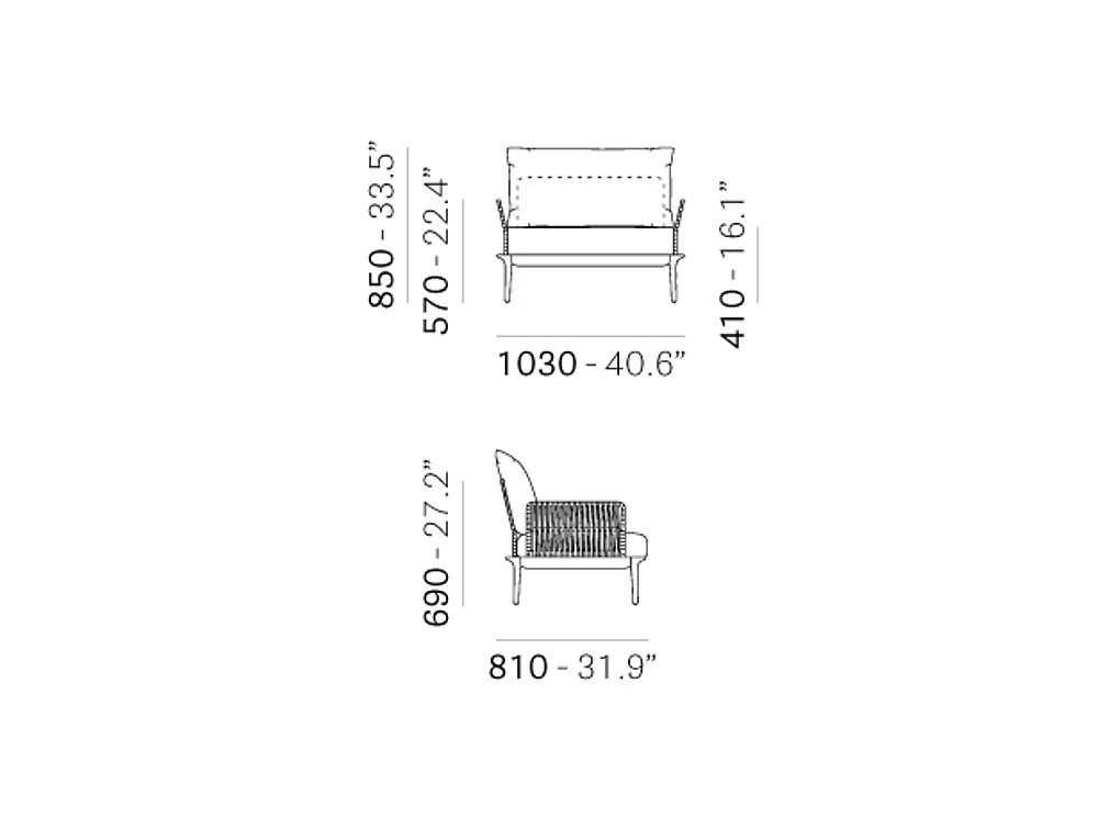 Reva Twist Lounge Outdoor Armchair Dimensions