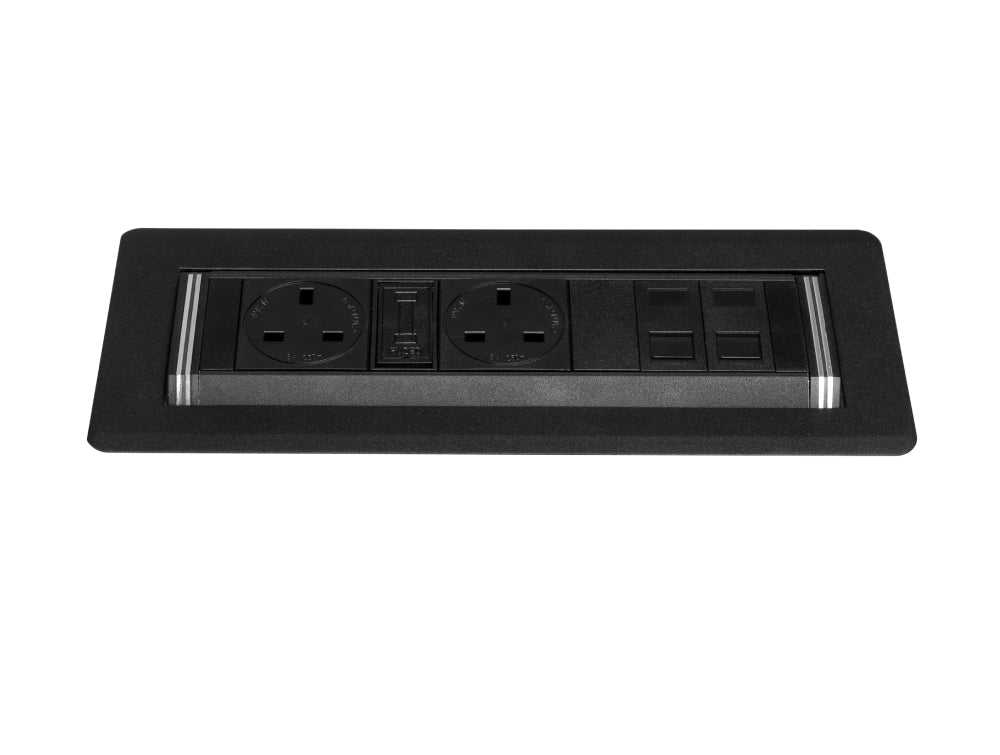 Rotadock 2 No UK Socket In Desk Power Module Black 3