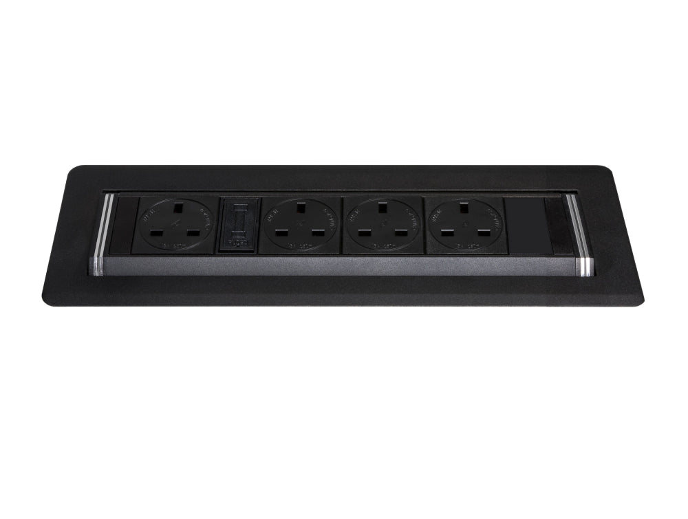 Rotadock 4 No UK Socket In Desk Power Module Black