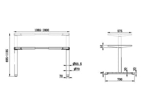 RoundE Bamboo Sit Stand Desk Dimensions