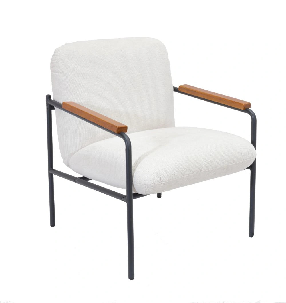 Settle Reception Chair with Wooden Arm Pads in Black Wire Frame - Brown PU/Dark Brown