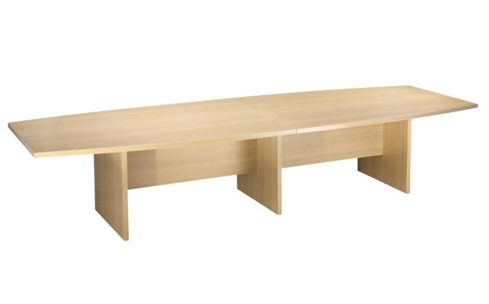 Slab Ended Boardroom Conference Table with 36mm Top and 30mm Legs Modesty Panel Light Oak