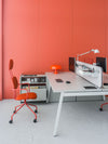 Sonic Ogi Acoustic Desk Screens with Bench Desk and Mobile Chair in Modern Office Setting