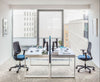 Sonic Ogi Acoustic Desk Screens with Bench Desk and Task Chair in Modern Office Setting