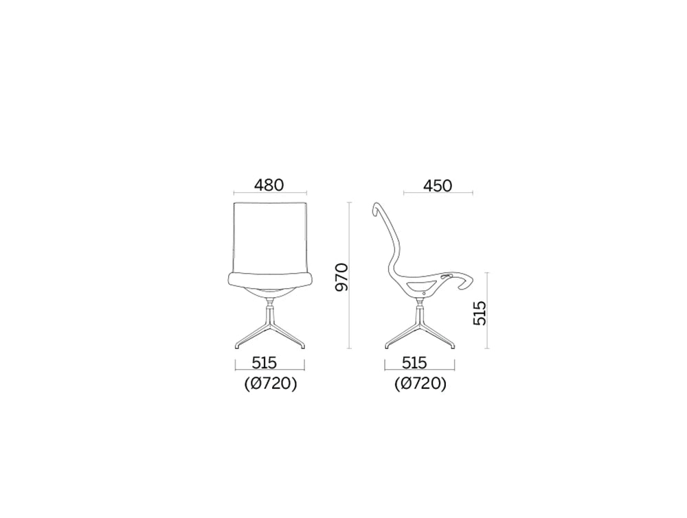 Soul Meeting Office Chair With 4 Star Base 3 Dimensions