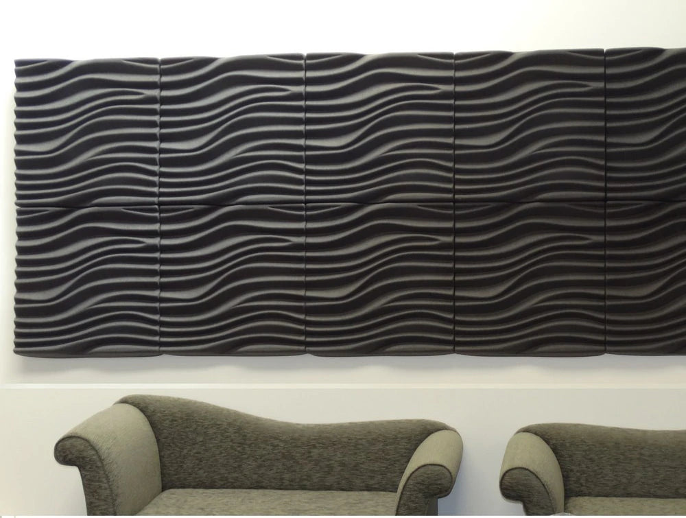 Soundtect Recycled Wave Wall Acoustic Panel In Fancy Yellow And Black Finish For Receptions Areas