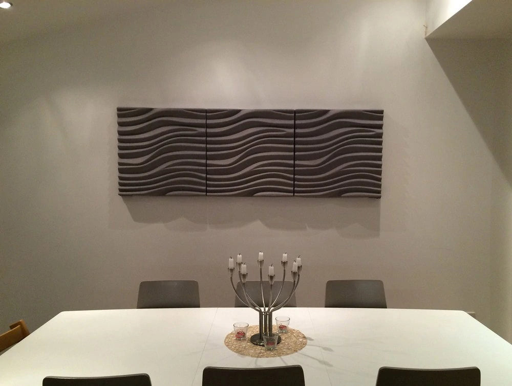 Soundtect Recycled Wave Wall Acoustic Panel In Grey Finish For Canteen And Breakout Room