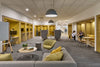 Spacestor Portals Individual Working Space with Sofa with High Back anf Round Coffee Table in Meeting Area