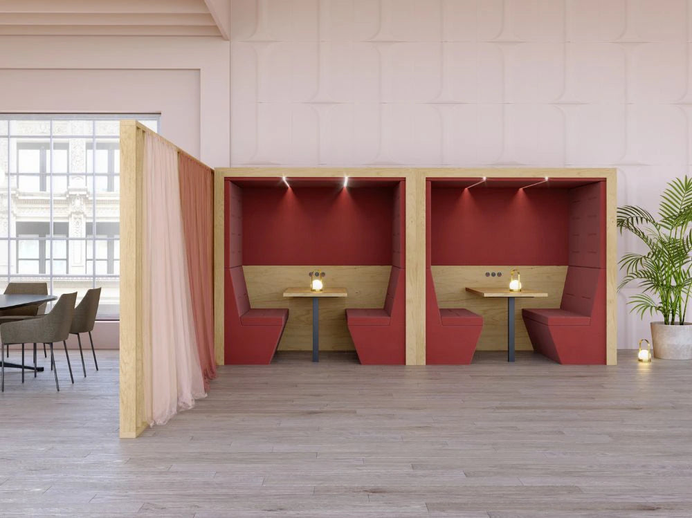 Spacestor Railway Carriage Wooden Framed Acoustic Meeting Pod in Red Interior Finish