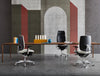 Spirit Manager Office Chair 3 in White Seat with Long Wooden Table in Office