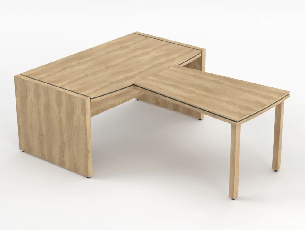 Status Executive Desk With Front Meeting Extension Natural Oak Finish 1700Mm