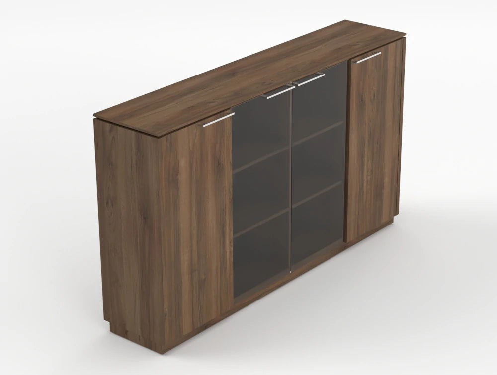 Status Executive Storage Unit With Glass Doors 1167Mm Canadian Oak Finish