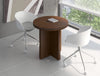 Status Narrow Round Meeting Table With Panel Leg Base In Chestnut Finish