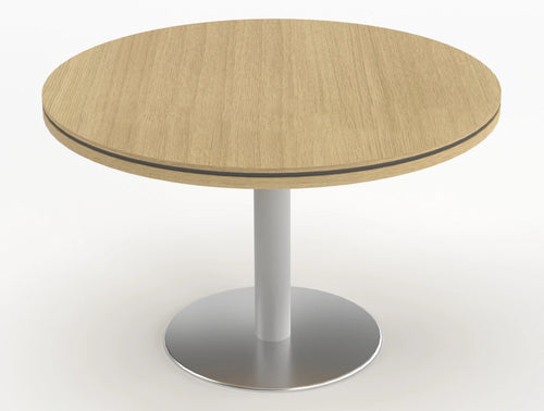 Status Round Meeting Table 800mm Canadian Oak Finish Aluminium Base