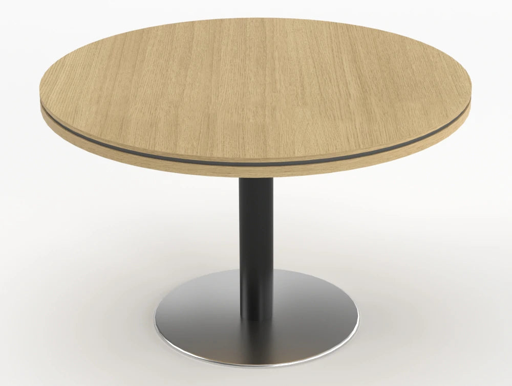 Status Round Meeting Table 800mm Canadian Oak Finish Aluminium Base