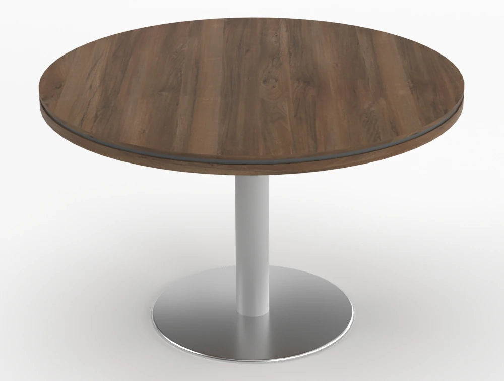 Status Round Meeting Table 800mm Dark Walnut Finish Aluminium Base