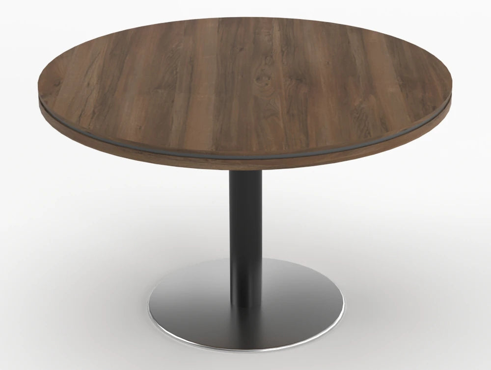 Status Round Meeting Table 800mm Dark Walnut Finish Black Base