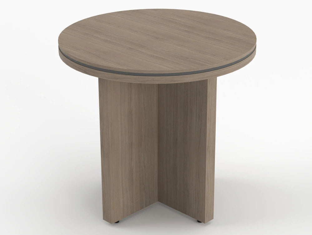 Status Round Meeting Table 800Mm Grey Oak Finish