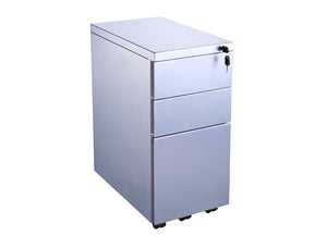 Steel Slimline 3 Drawer Pedestal Silver