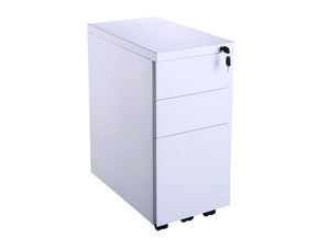 Steel Slimline 3 Drawer Pedestal White