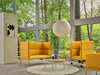 Stilt High Back Monochromatic Armchair with Sofa and Coffee Table in Reception Setting