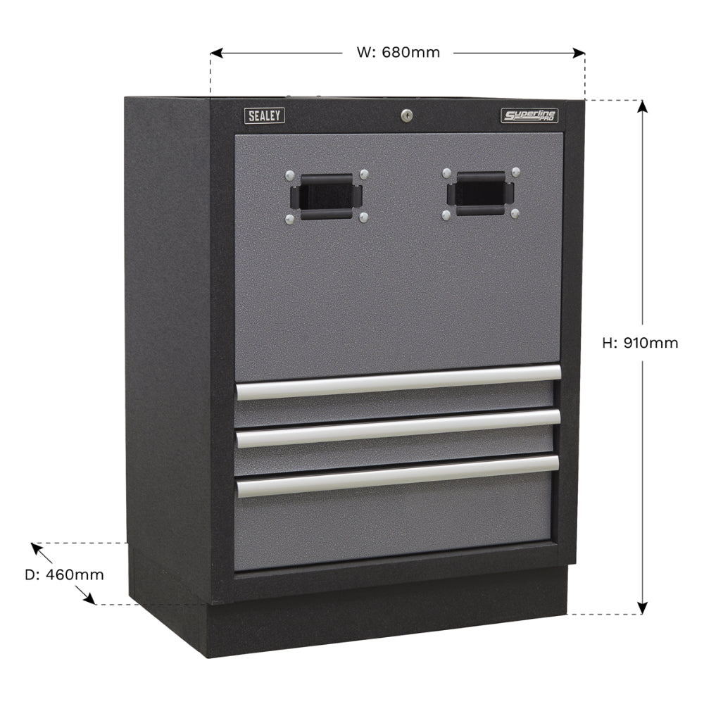 Superline PRO Modular Reel Cabinet 3 Drawer 680mm APMS63 4