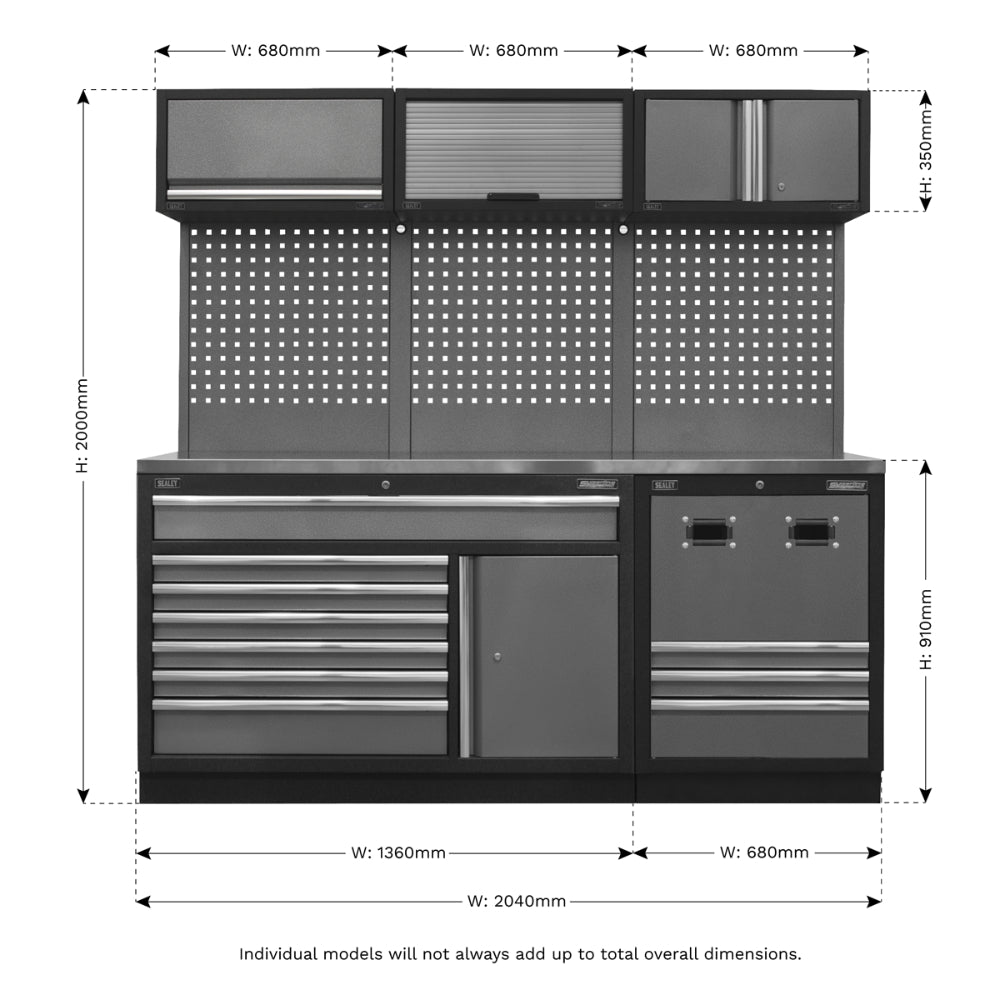 Superline PRO Modular Storage System Combo with Stainless Steel Worktop APMSSTACK14SS 11