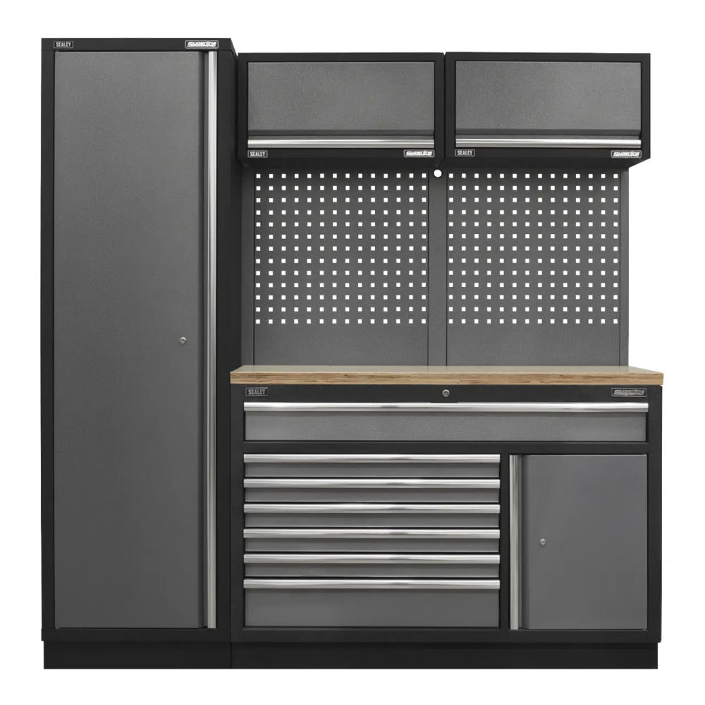 Superline PRO Storage System with Pressed Wood Worktop 1.96m