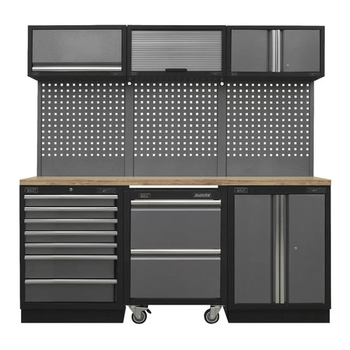 Superline PRO Storage System with Pressed Wood Worktop 2.04m (10 Modules)
