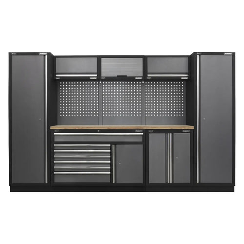 Superline PRO Storage System with Pressed Wood Worktop 3.24m