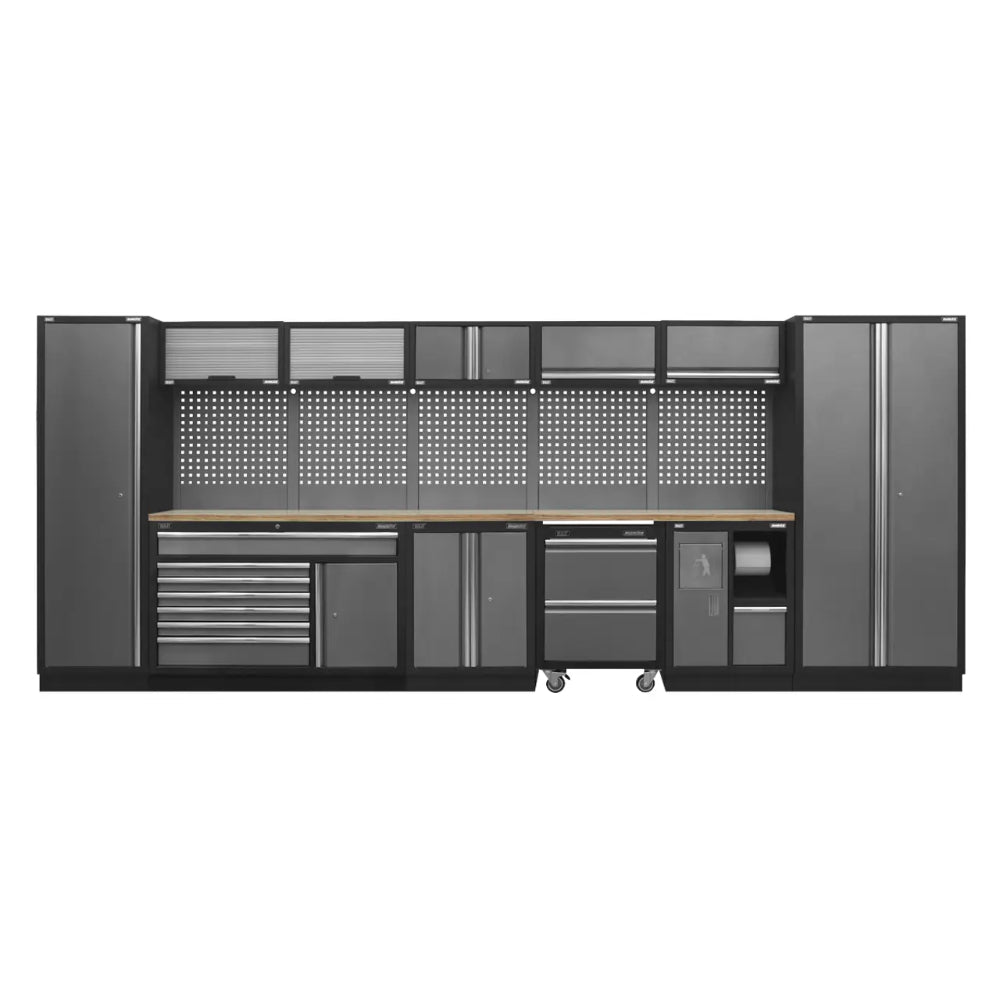 Superline PRO Storage System with Pressed Wood Worktop 4.92m with Garbage Bin