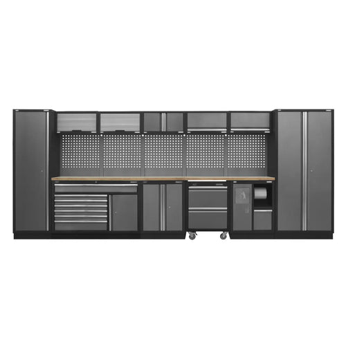 Superline PRO Storage System with Pressed Wood Worktop 4.92m with Garbage Bin