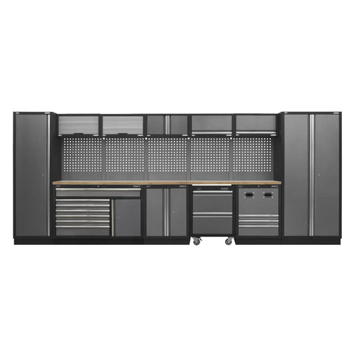 Superline PRO Storage System with Pressed Wood Worktop 4.92m
