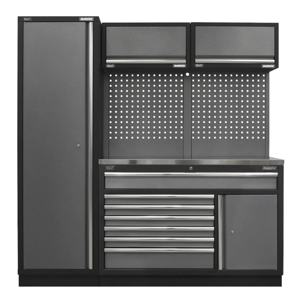 Superline PRO Storage System with Stainless Steel Worktop 1.96m