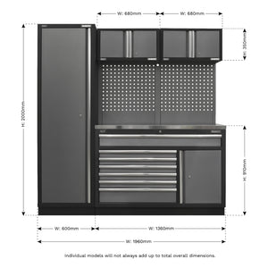 Superline PRO Storage System with Stainless Steel Worktop 1.96m APMSSTACK10SS 9