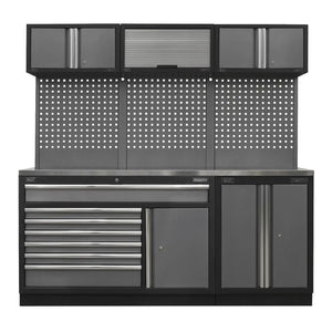 Superline PRO Storage System with Stainless Steel Worktop 2.04m