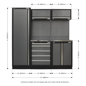 Superline PRO Storage System with Stainless Worktop 1.96m APMSSTACK02SS 10